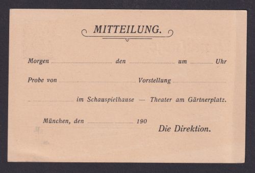 Altdeutschland Bayern Überdruck Drucksachen Privatganzsache München Theater am