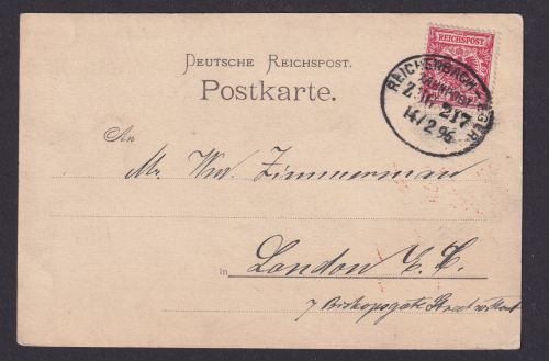 Bahnpost Reichenbach Eger Ostgebiete Teschechien Deutsches Reich Zug 217 London
