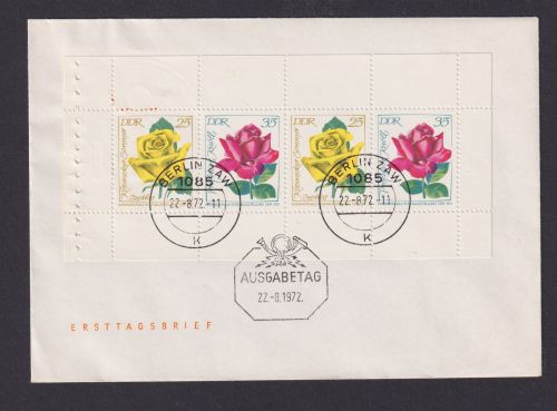 DDR Zusammendruck Heftchenblatt 15 A Rosenausstellung Blumen FDC Kat. 90,00
