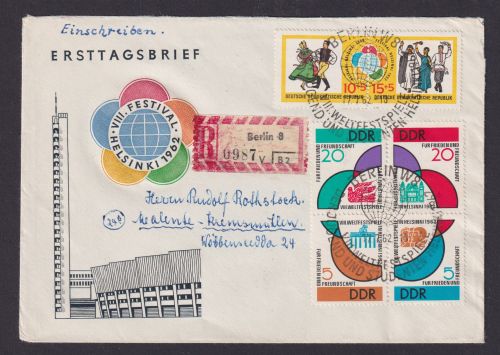 DDR R Brief Zusammendruck Jugend + Studenten Weltfestspiele FDC Kat,-Wert 70,00+