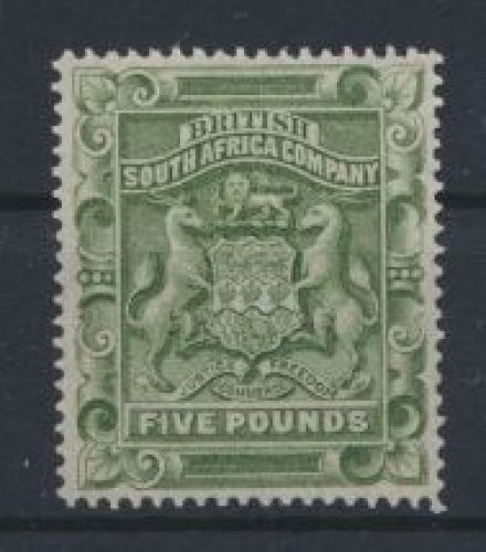 Rhodesien Südafrika Nr. 10 Luxus 5 Pfund ungebraucht oG 1892 Kat 2.700,00 für