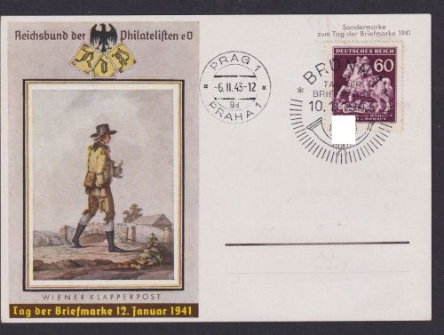 Briefmarken Besetzung Böhmen & Mähren Philatelie Reichsbund d. Philatelisten Tag