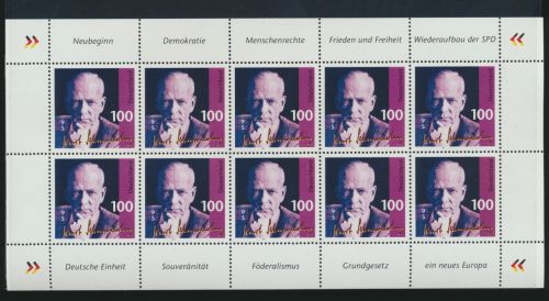 Bund Kleinbogen Zehnerbogen 1824 Kurt Schumacher postfrisch MNH Kat 13,00