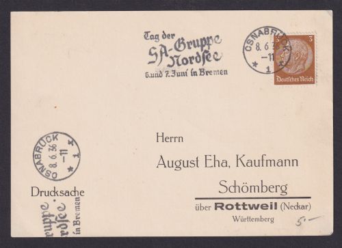 Osnabrück Niedersachsen Deutsches Reich Karte SST Tag der SA Gruppe Nordsee