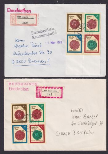 DDR Brief 3156-3159 Lot Sammlung auch Leerfeld Viererblock Historische Siegel