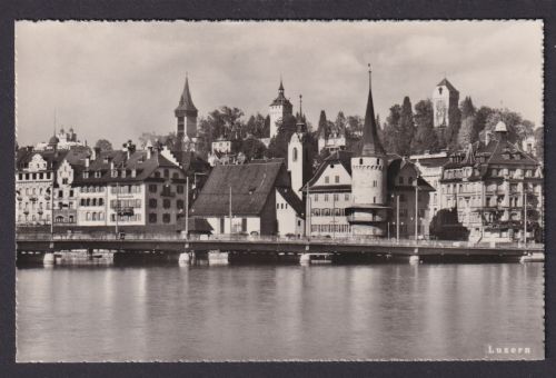 Ansichtskarte Luzern Schweiz Stadtansicht Ufer Reuss Fluss Brücke
