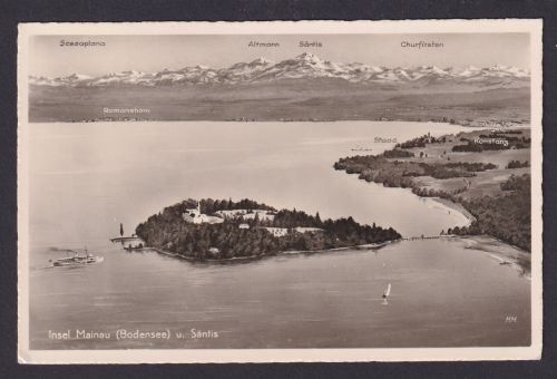 Ansichtskarte Insel Mainau Baden Württemberg Bodensee Luftbild Gebirge