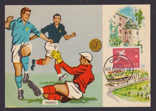 Sport Fußball WM Weltmeisterschaft Schweden tolle Künstler Maximumkarte MK 1958