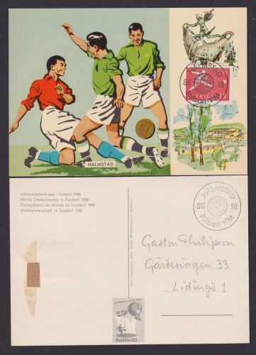 Sport Fußball WM Weltmeisterschaft Schweden tolle Künstler Maximumkarte MK 1958