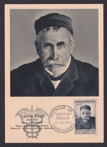 Briefmarken Frankreich 1019 Emil Roux Bakteriologe Medizin Maximumkarte