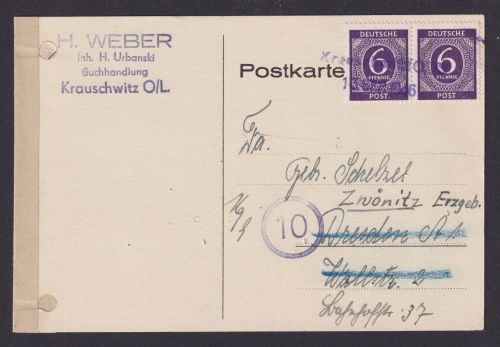 Briefmarken Besetzung Ganzsache MEF 6 Pfg. Gemeinschaft Notstempel Krauschwitz