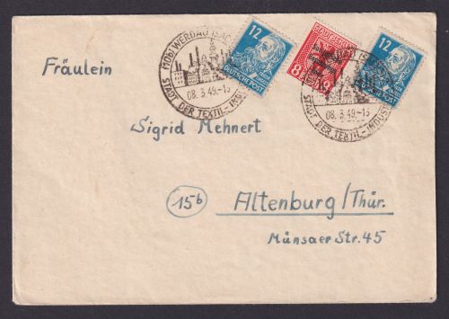 Briefmarken Besetzung SBZ MIF Persönlichkeiten + Berlin SST Werdau n., Altenburg