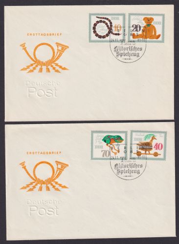 Briefmarken DDR Brief Spielzeug historisch 2661-2666 auf 3 FDC Berlin 24.11.1981