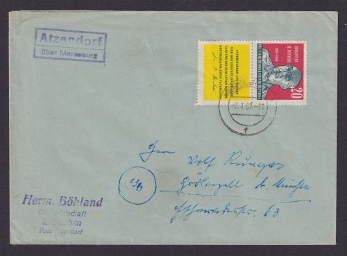 Briefmarken DDR Brief EF Zusammendruck 732 Landpoststempel Atzendorf über
