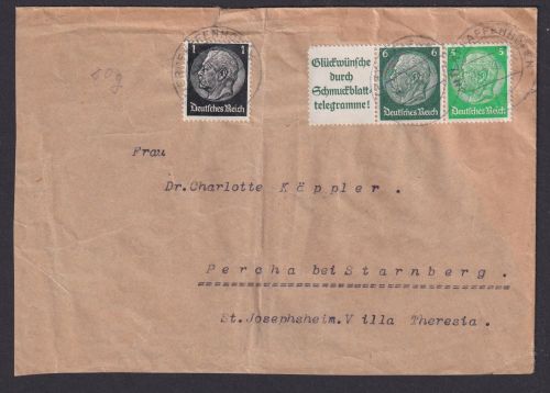 Deutsches Reich Brief Zusammendruck Hindenburg Pfaffenhofen Percha Starnberg