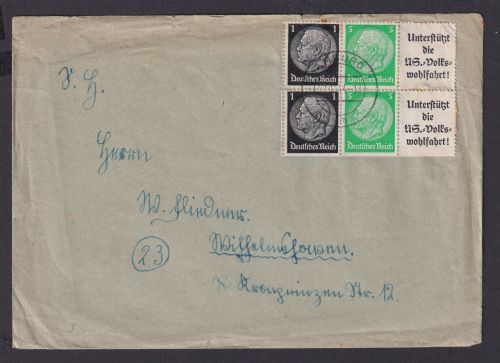 Deutsches Reich Zusammendruck Hindenburg Brief Hamburg Bedarfserhaltung