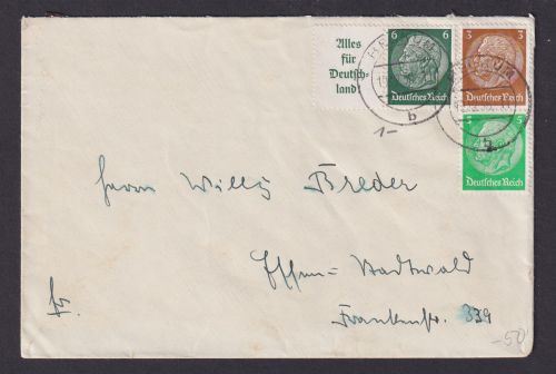 Deutsches Reich Brief Zusammendruck Hindenburg Beckum 19.12.1936