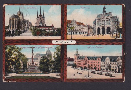 Ansichtskarte Erfurt Thüringen Severi Kirche Dom Rathaus Kaiserl. Postamt