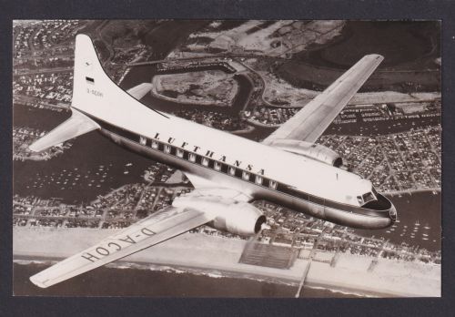 Flugpost Ansichtskarte Lufthansa Convair 340 inter. Flugkarte inter. Foto AK