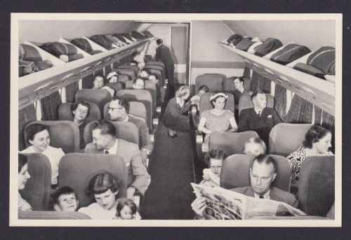 Schweiz Flugpost Ansichtskarte Swissair Douglas DC-6B Passagierteil intr Foto AK