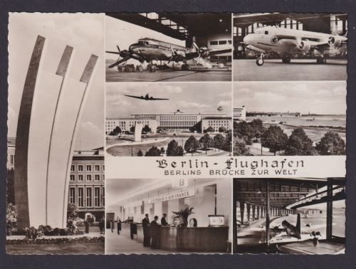 Flugpost Ansichtskarte Flughafen Berlin Brücke zur Welt inter. Foto AK Flugkarte