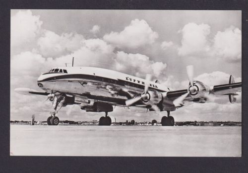 Flugpost Ansichtskarte Lufthansa Lockheed Super G Constellation inter. Foto AK
