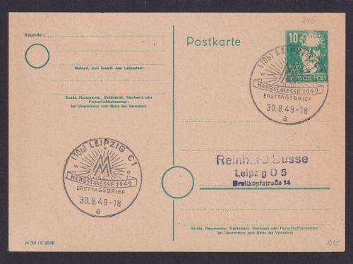 Briefmarken DDR Brief Ganzsache Persönlichkeiten Bebel P 35 01 SST Leipzig