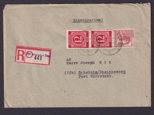 Briefmarken All. Besetzung Gemeinschaft R Brief Not R Zettel helle 60er Neustadt