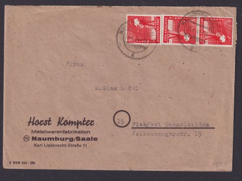 SBZ Brief Naumburg Saale MEF All. Besetzung Kontrollrat MEF 8 Pfg. Floh bei