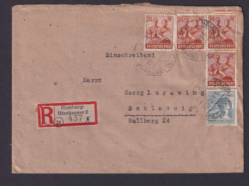 Briefmarken All. Besetzung Gemeinschaft R-Brief MIF Hamburg Blankenes Schleswig