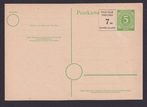 Briefmarken All. Besetzung Gemeinschaft Behelfs - Ganzsache 5 Pfg. plus 7 Rpf