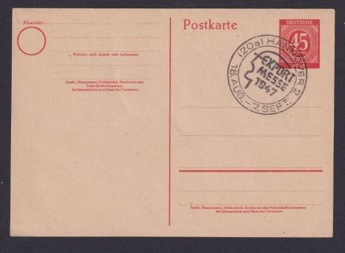Briefmarken All. Besetzung Gemeinschaft schöner SST Export Messe 1947