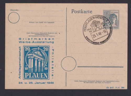 Briefmarken All. Besetzung Gemeinschaft Privatganzsache Plauen Philatelie