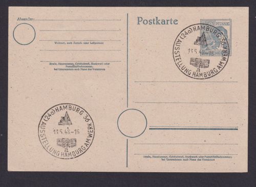 Briefmarken All Besetzung Gemeinschaft Ganzsache SST Hamburg Ausstellung Am Werk