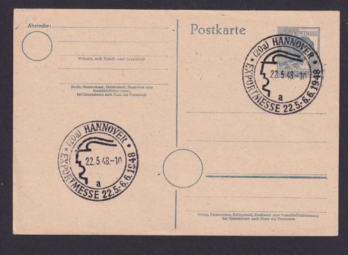 Briefmarken All. Besetzung Gemeinschaft Ganzsache SST Hannover Exportmesse 1948