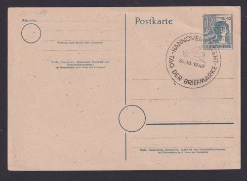 All. Besetzung Gemeinschaft Ganzsache Philatelie Hannover Tag der Briefmarke