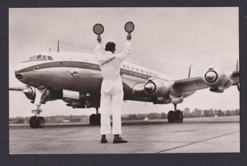 Flugpost Ansichtskarte Lufthansa Super G Constellation Flugzeug