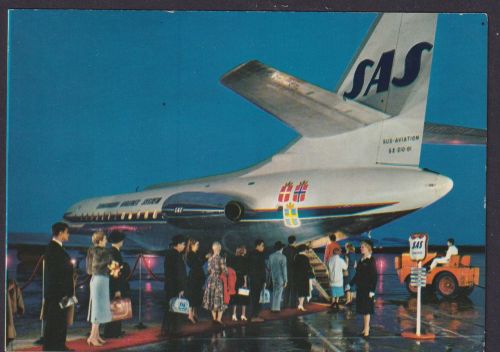 Flugpost air mail Ansichtskarte SAS Caravelle Jet Rolls Royce Avon Engines