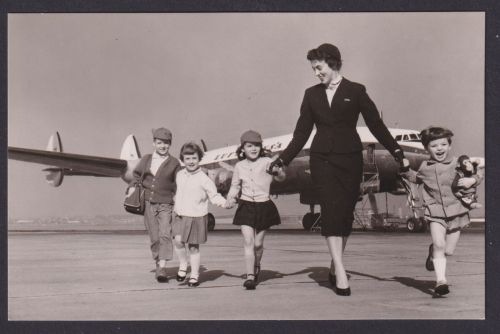 Flugpost Ansichtskarte Lufthansa Lockheed Super G Constellation Junge Fluggäste