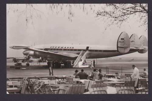 Flugpost Ansichtskarte Lufthansa Lockheed Super G Contellation Rhein Main