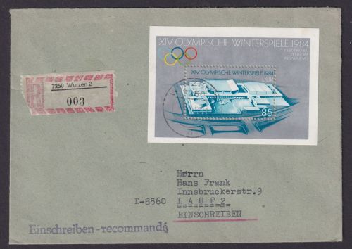 DDR R Brief Block 74 Sport Olympia Winterspiele Wurzen nach Lauf portogerecht