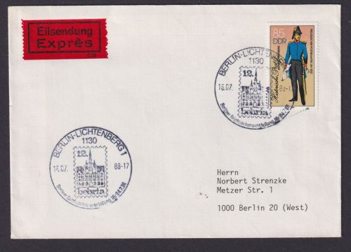 DDR Eilboten Brief EF 2999 Historische Post Uniformen Berlin Lichterfelde B. 20