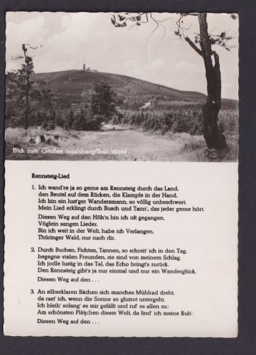 Ansichtskarte Brotterode Thüringen Großer Inselberg Liedtext Rennsteiglied n.