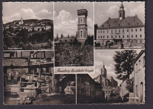 Ansichtskarte Annaberg Buchholz Sachsen Erzgebirge Annenkirche Markt Rathaus