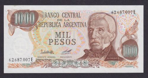 Banknote Geldschein Argentinien Südamerika 1000 Pesos Top Erhaltung UNC