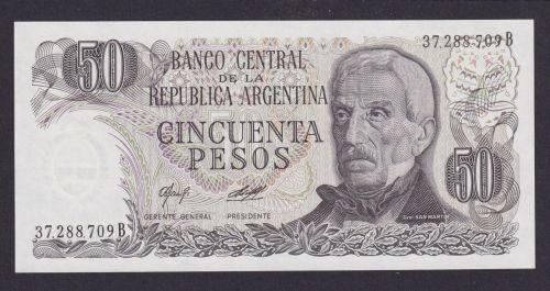 Banknote Geldschein Argentinien Südamerika 50 Pesos Top Erhaltung UNC