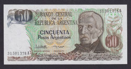 Banknote Geldschein Argentinien Südamerika 50 Pesos Top Erhaltung UNC
