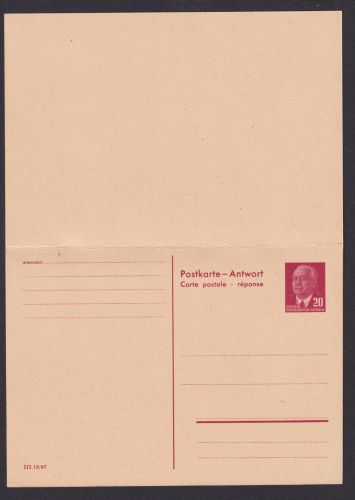 DDR Ganzsache P 55 Pieck 20 Pfg. Frage & Antwort Luxus Kat.-Wert 40,00