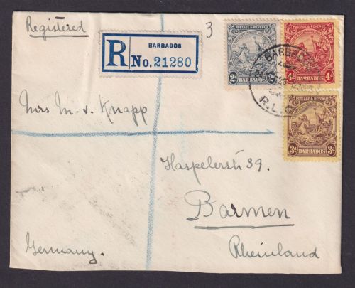 Briefmarken Barbados R Brief MIF R.L.O. Kolonialsiegel Wuppertal Barmen