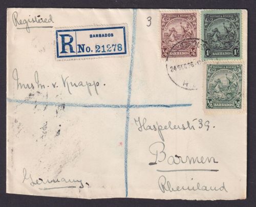 Briefmarken Barbados R Brief MIF R.L.O. Kolonialsiegel Wuppertal Barmen